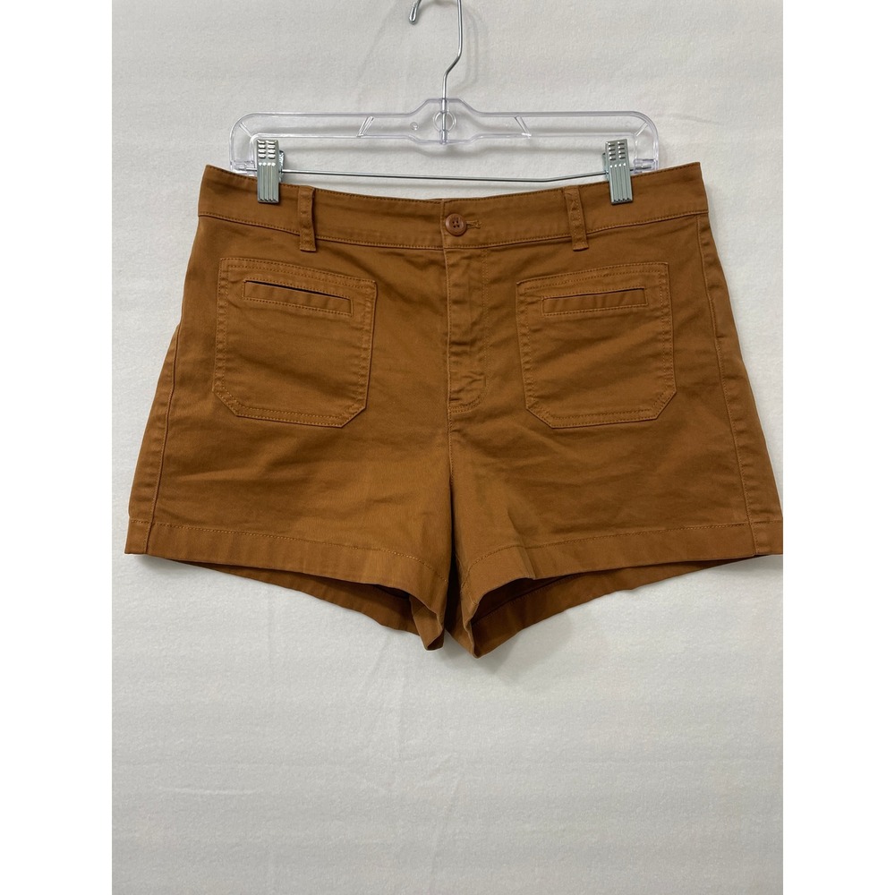 J.Crew Womens Chino Shorts size 8 Brown Stretch Cotton Patch Pocket